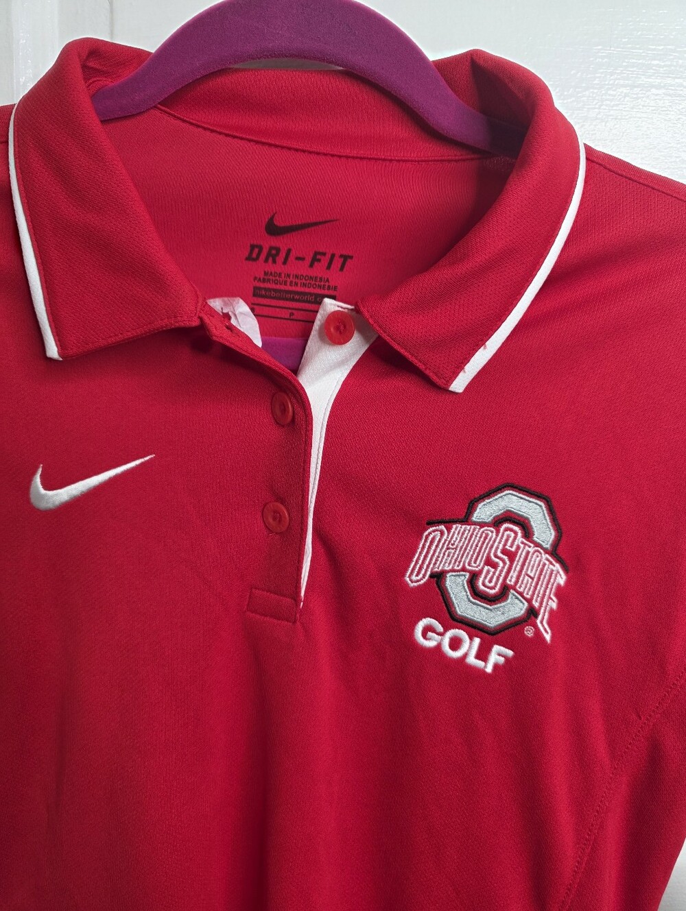 NWT Nike Ohio State Golf Polo Shirt Red Womens Small - Picture 2 of 9